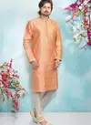 Peach Colour New Latest Designer  Party And Function Wear Traditional Jaquard Silk Brocade Kurta Pajama Redymade Collection 1031-8367